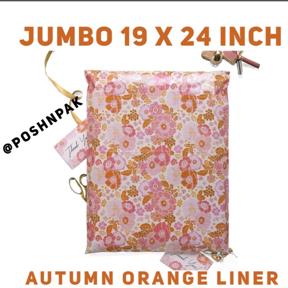 3 SETS LEFT🍂 🌸10 Fall Pink Floral Poly Mailers - 19 x 24 inch - Picture 1 of 3